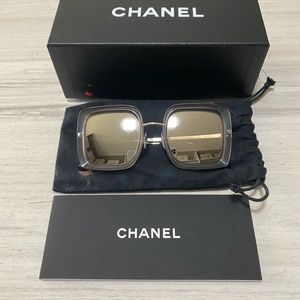 Chanel square clear frame sunglasses